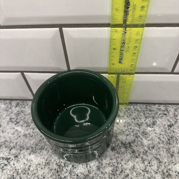 Longaberger Pottery  Green Woven Traditions 1-Pint Crock  3 1/2 x 4 1/2" Country - Picture 3 of 10